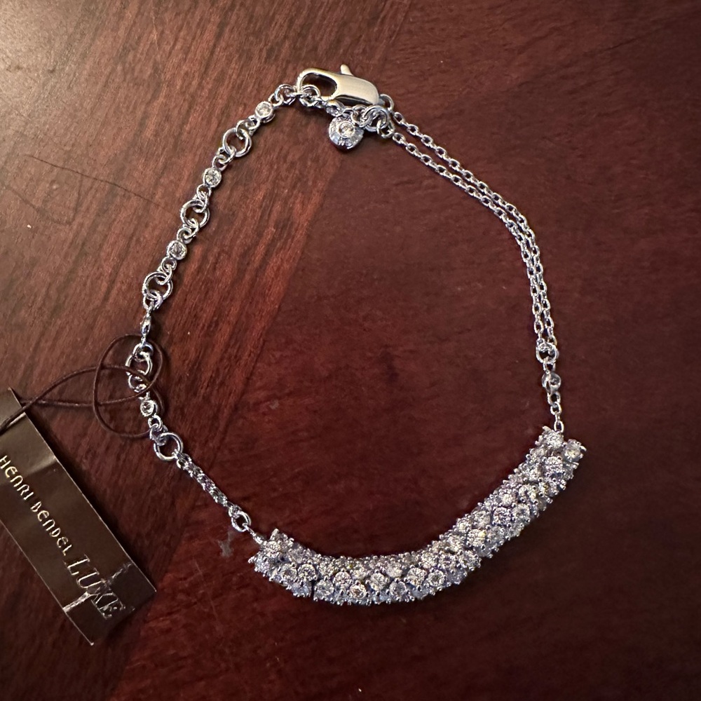 Henri Bendel Luxe Bracelet Cubic Zirconia Stones New With Tag Safety Clasp